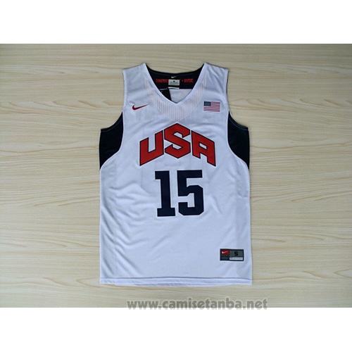 Camiseta USA 2012 Carmelo Anthony #15 Blanco